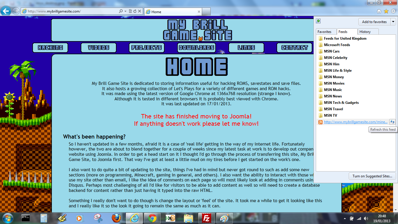 Screenshot of the Feeds option in Internet Explorer