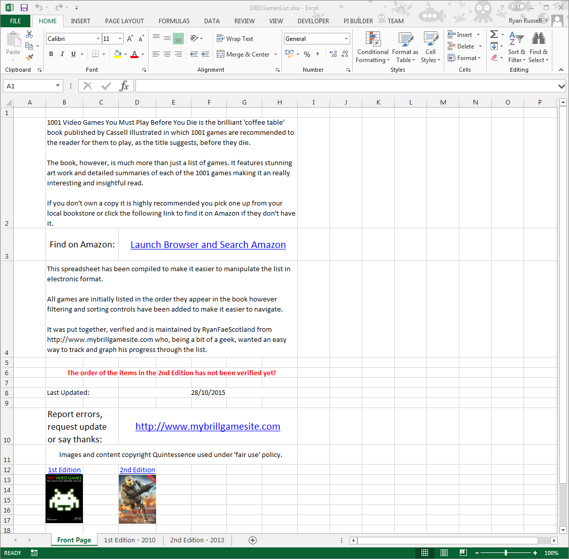 Screenshot of 1001 Games list